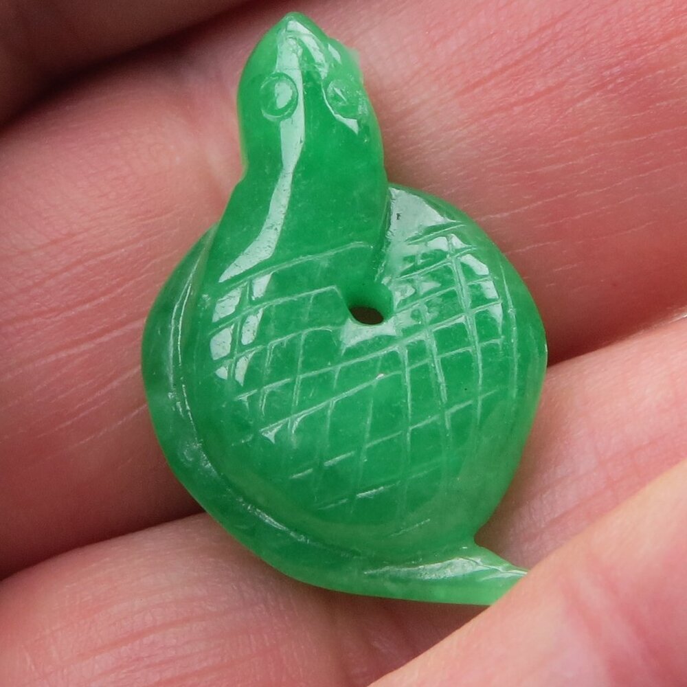 Jade Snake  Hand Carved Pendent